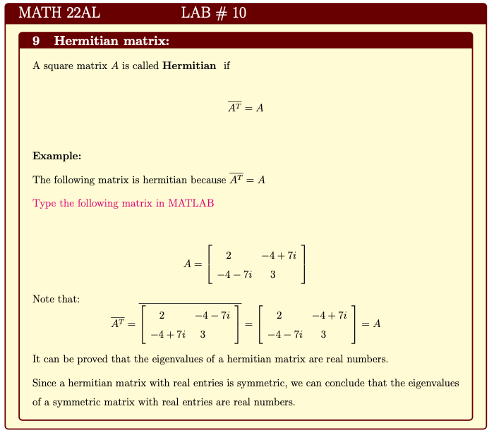 Hermitian Matrices