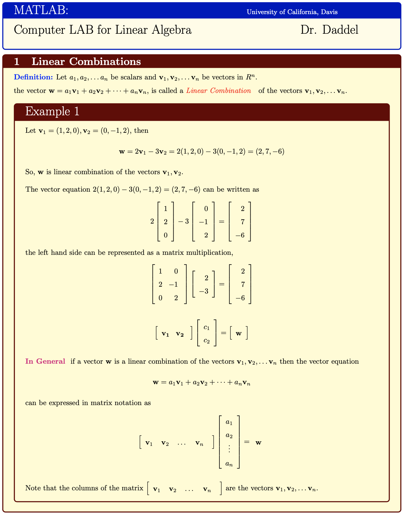 Linear Combination Part 1