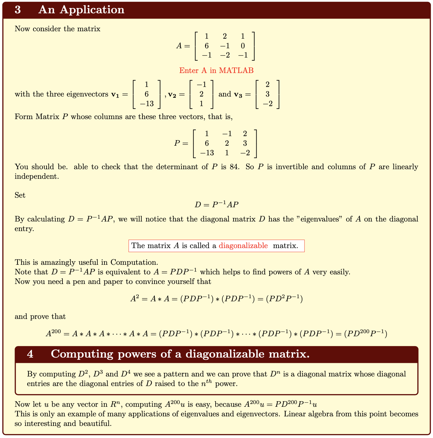 Eigenvalues an application